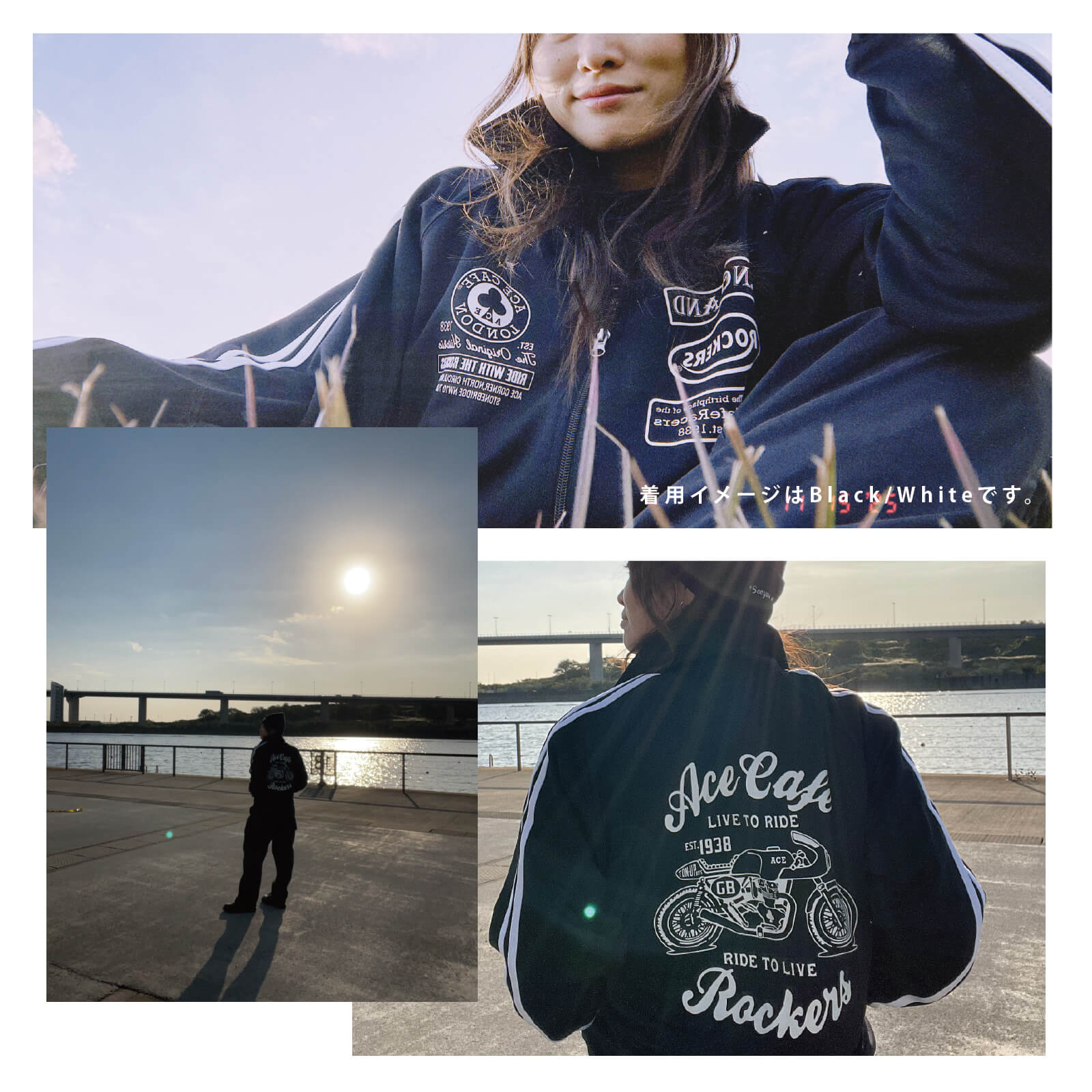 【先行予約】トラックジャケット"Live to Ride"(ブラック/ホワイト) - 画像 (8)